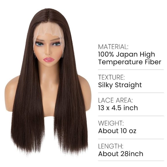 Dark Brown Middle Part Lace Wig - Picture 3 of 4